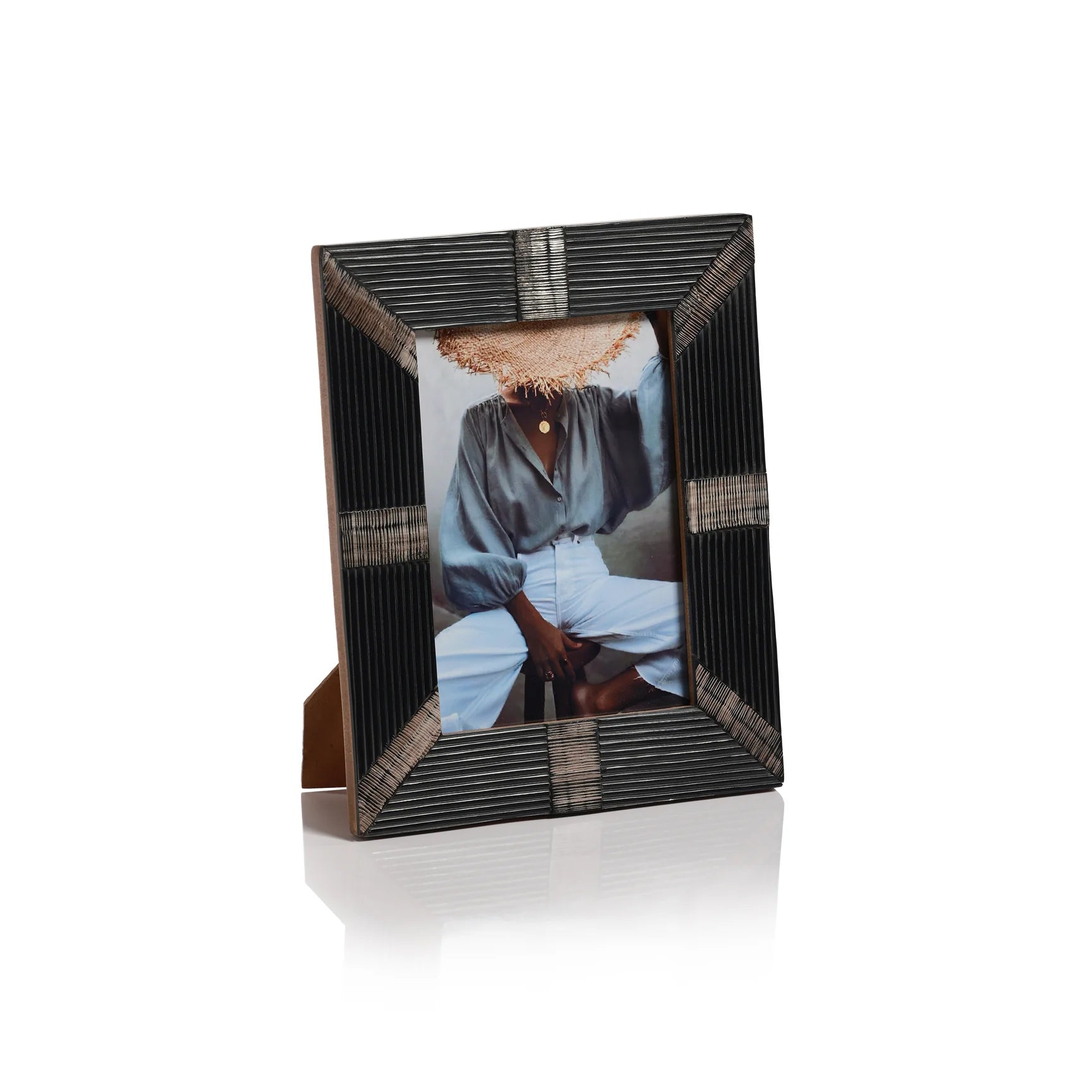 Black Ribbed Horn Photo Frame- 5x7