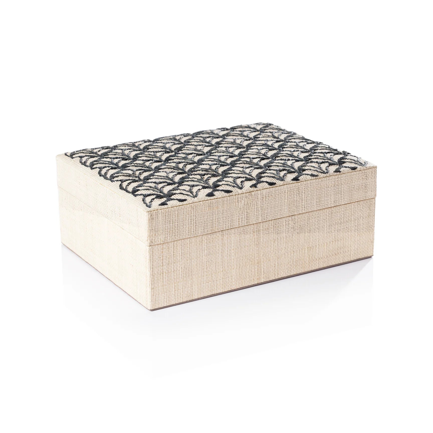 Raffia Decorative Box-Natural/Black (2 Sizes)