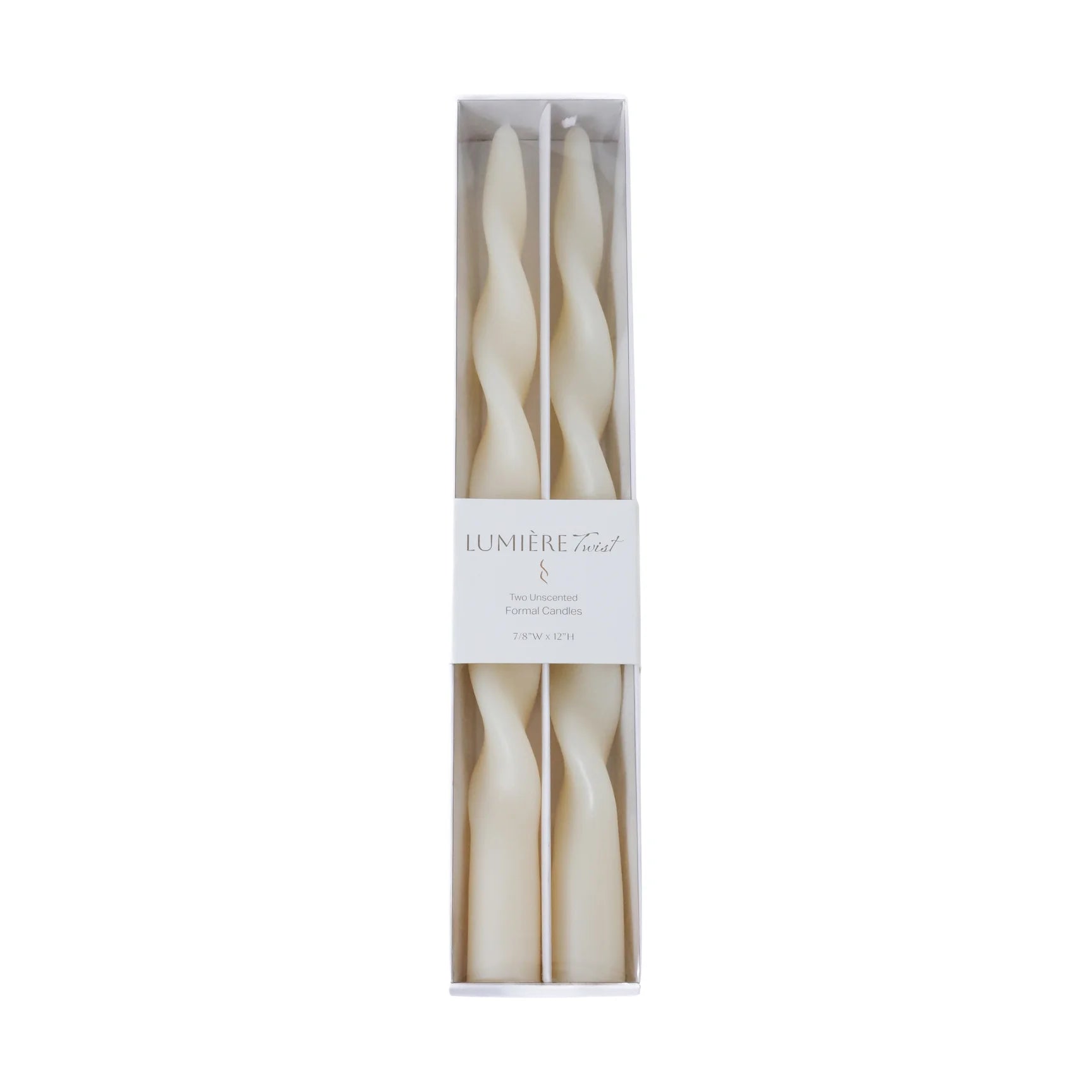12" Lumière Twist Candles-Ivory (Set of 2)
