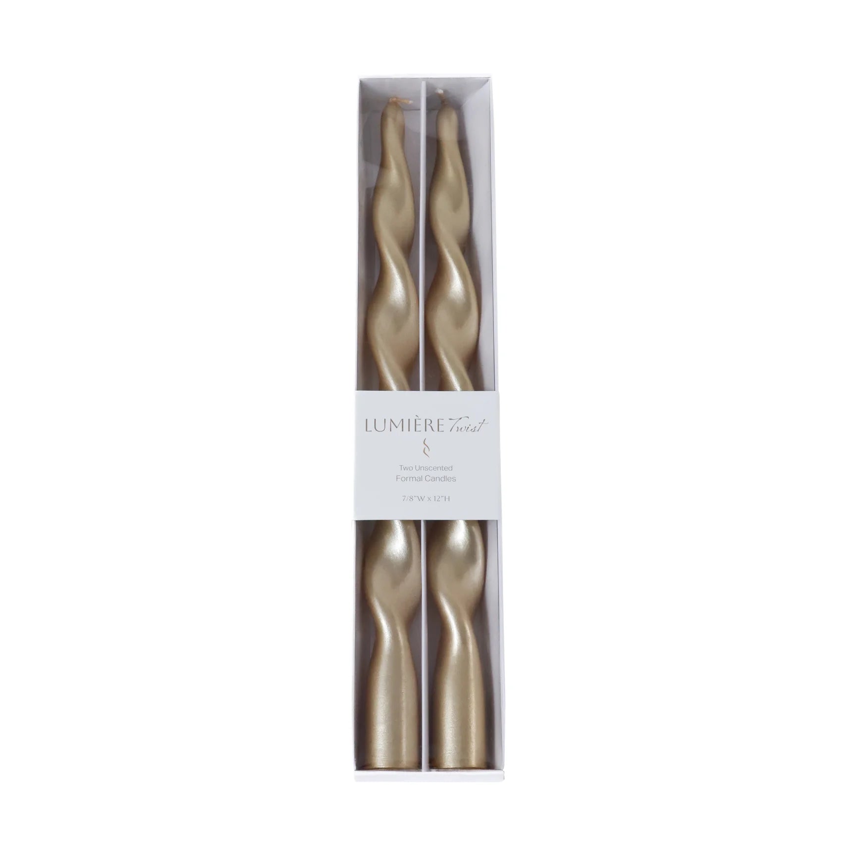 12" Lumière Twist Candles-Gold (Set of 2)