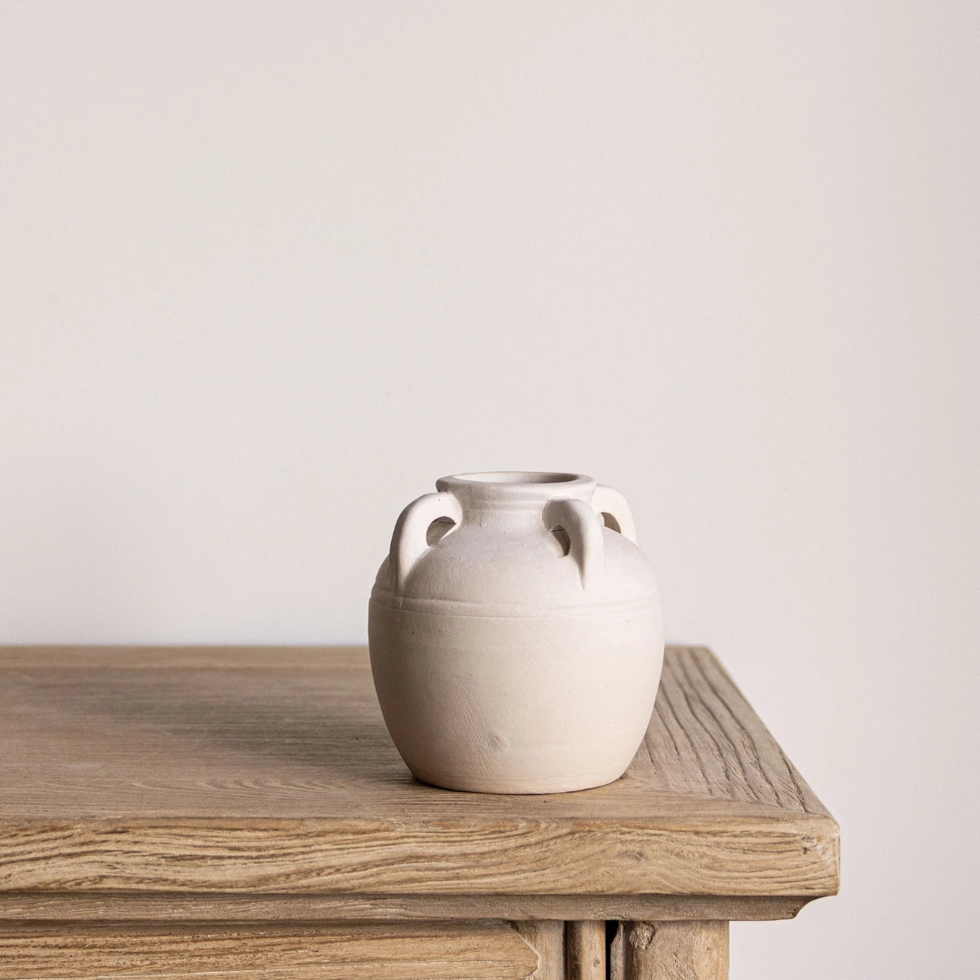Beige Matte Vase w/ Handles-Small