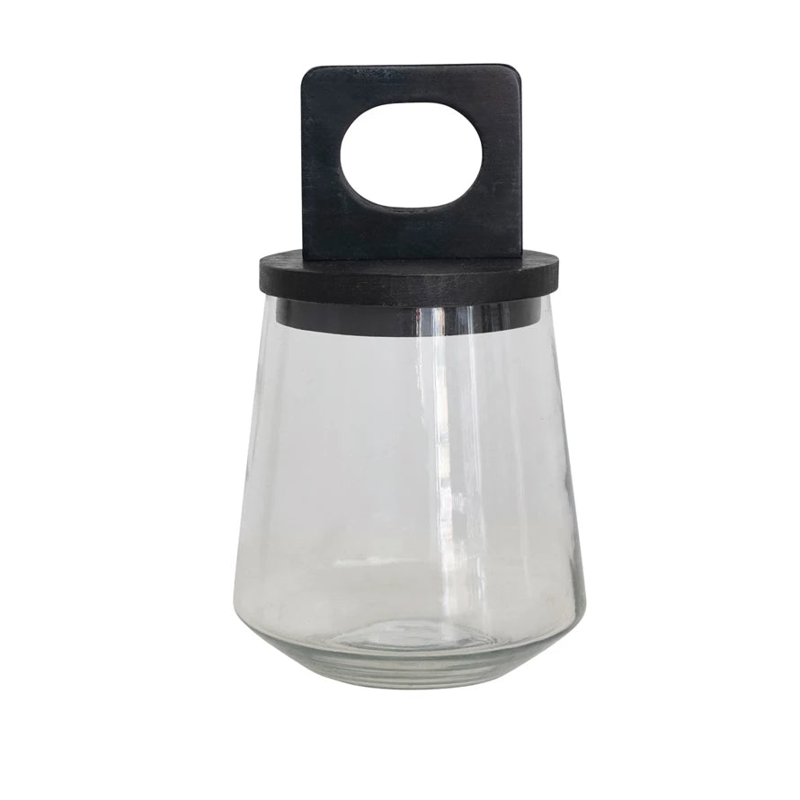 Glass Jar w/ Black Mango Lid (2 Sizes)