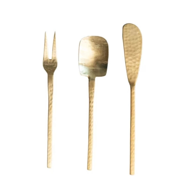 Gold Hammered Appetizer Utensils (Set of 3)