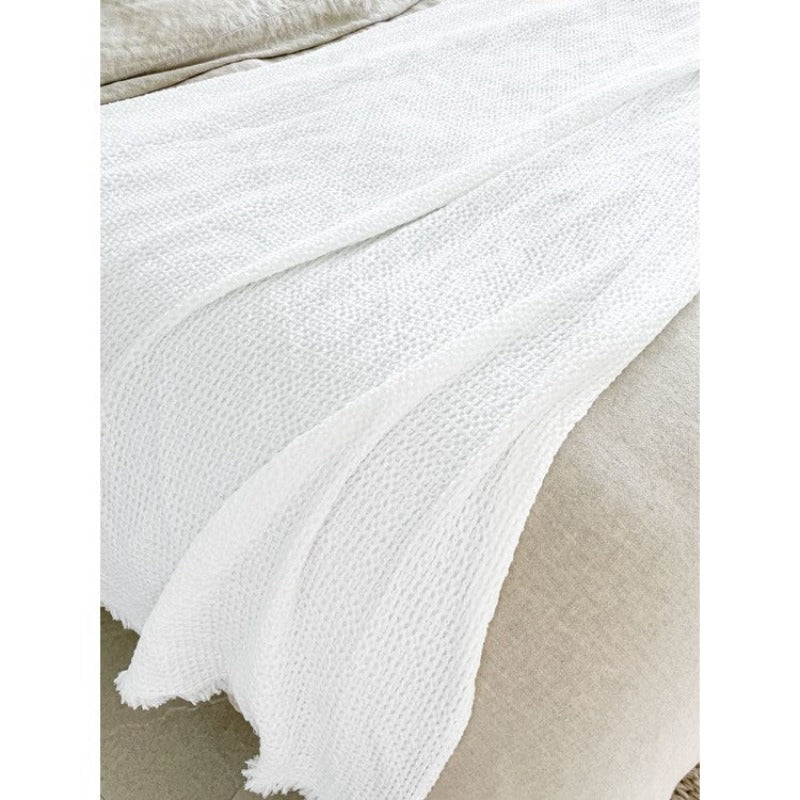 White Waffle Weave Bed Blanket (2 Sizes)