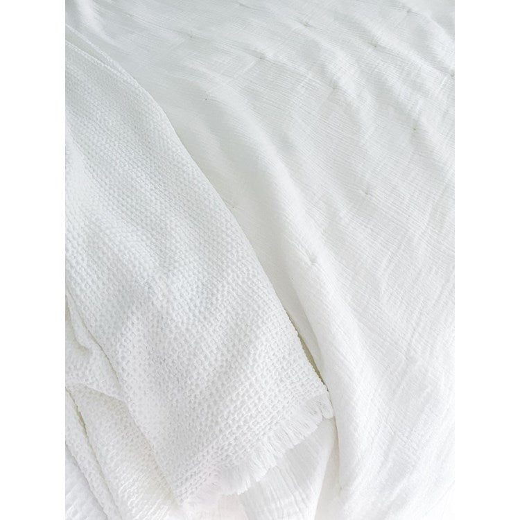 White Waffle Weave Bed Blanket (2 Sizes)