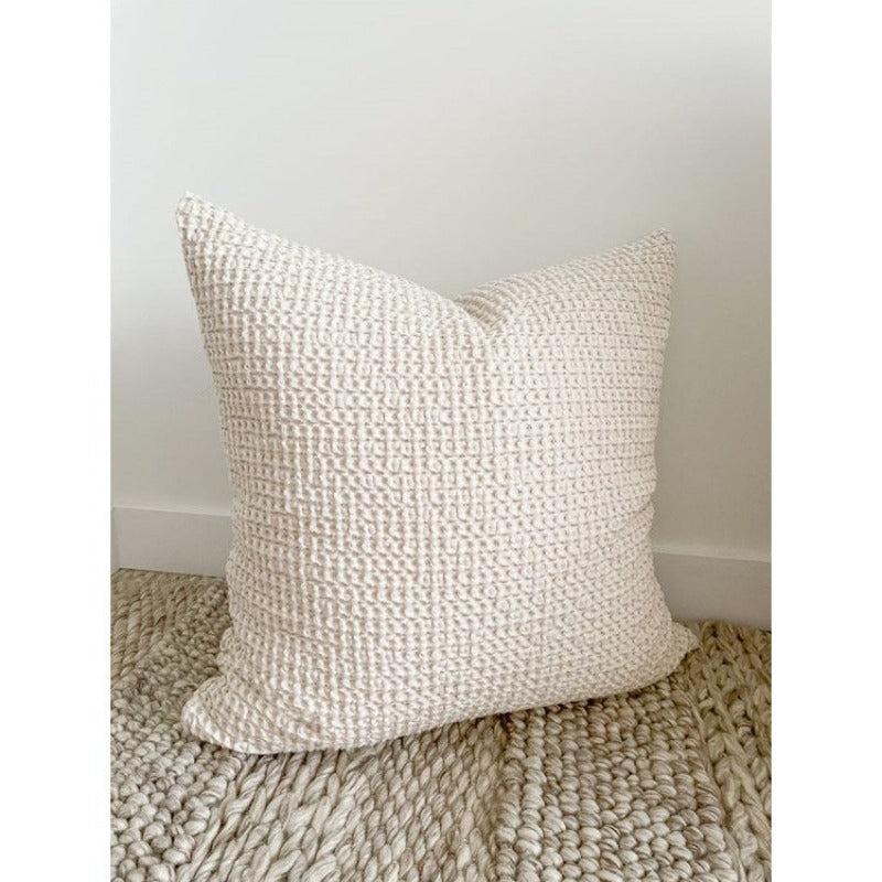 Ivory & Taupe Waffle Weave Pillow (4 Sizes)
