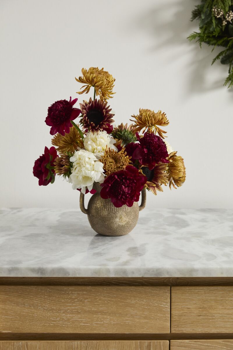 Gold Distressed Vase w/ Handles