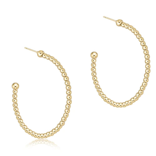 Beaded Classic 1.25" Post Hoop-2mm Gold
