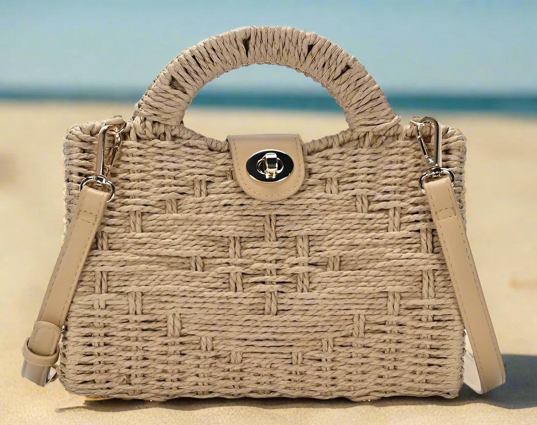 Straw Satchel Tote/Crossbody