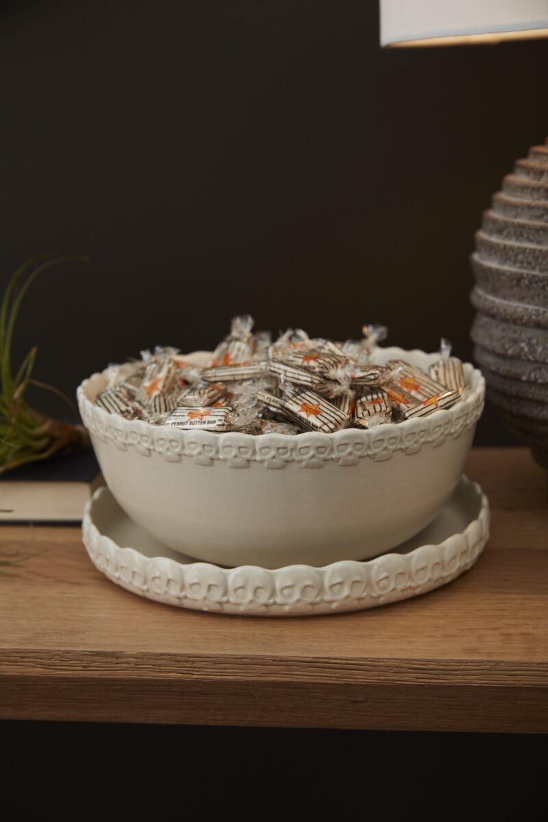Stoneware Skull Bowl-9.75"x 4.25"