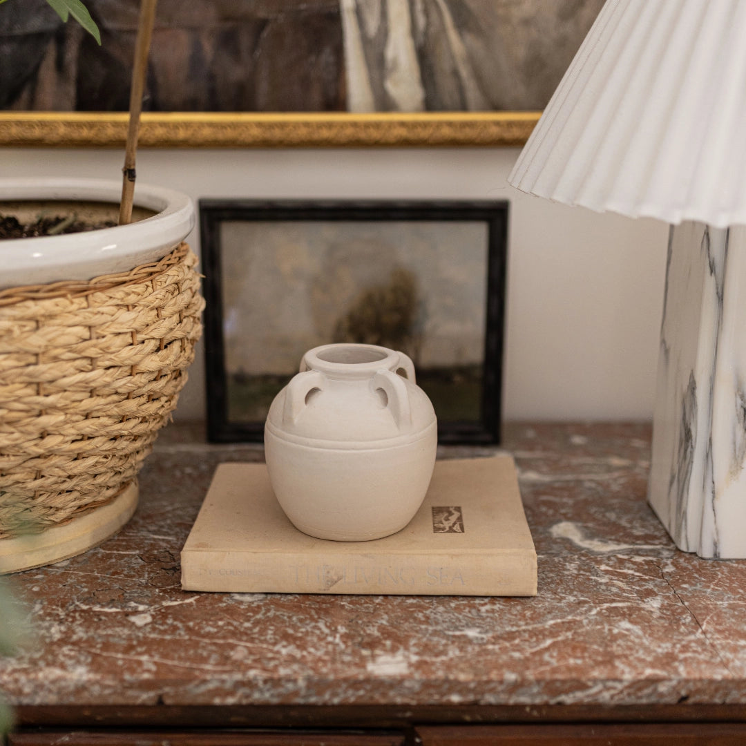 Beige Matte Vase w/ Handles-Small