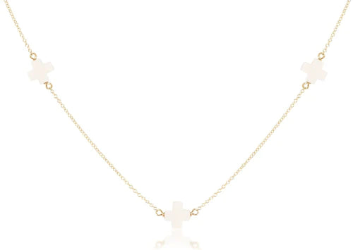 15" Choker Simplicity Chain Off-White - Cross