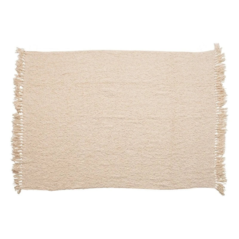 Cotton Blend Cream Boucle Throw