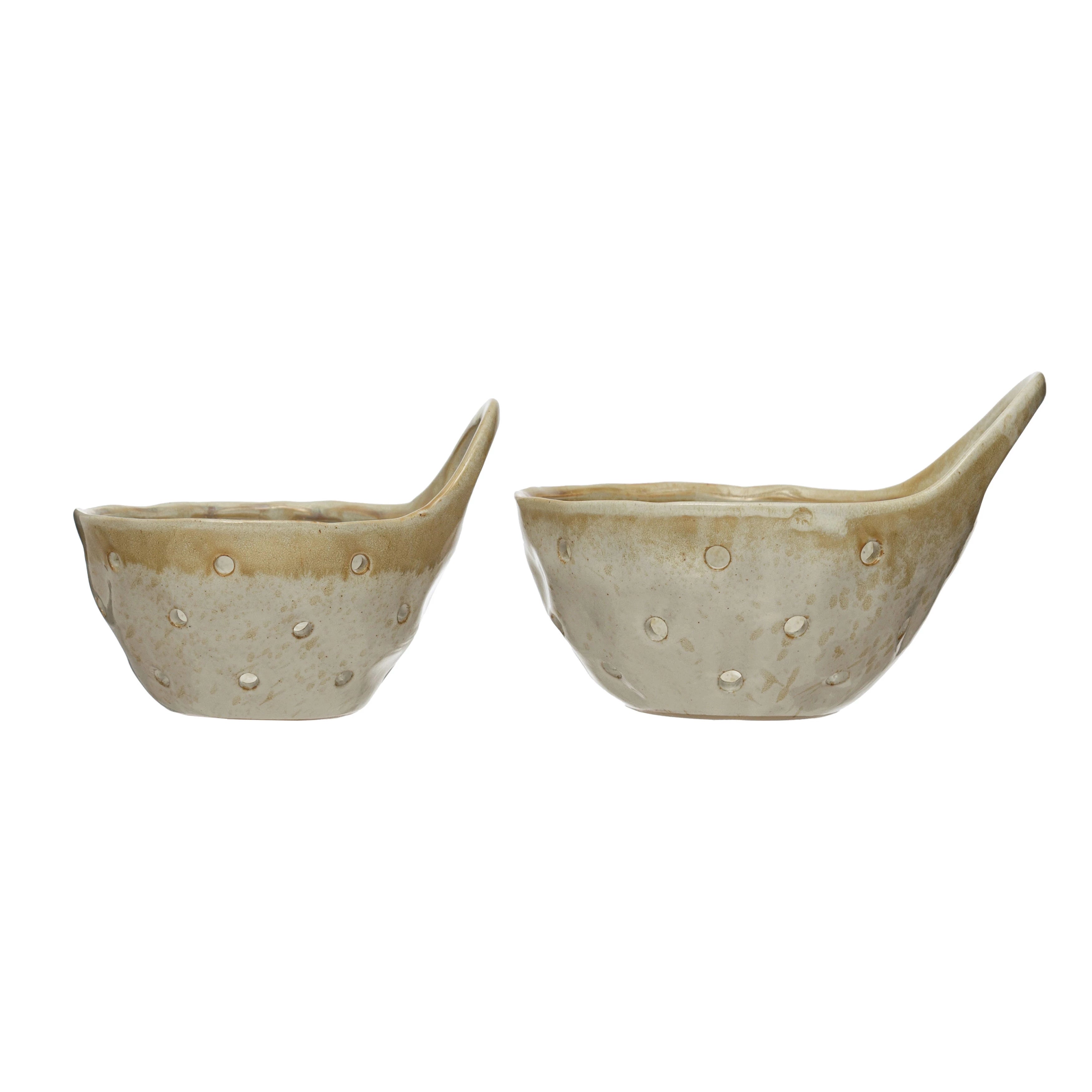 Beige Stoneware Colander w/ Handle (2 Sizes)