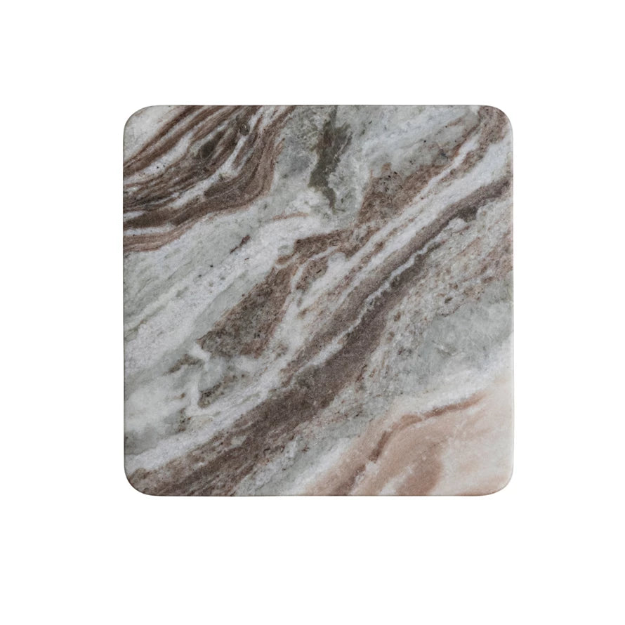 8" Square Neutral Marble Trivet