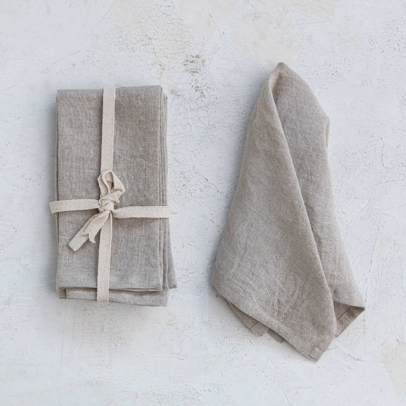 Stonewashed Linen Dinner Napkins- Set of 4 (2 Colors)