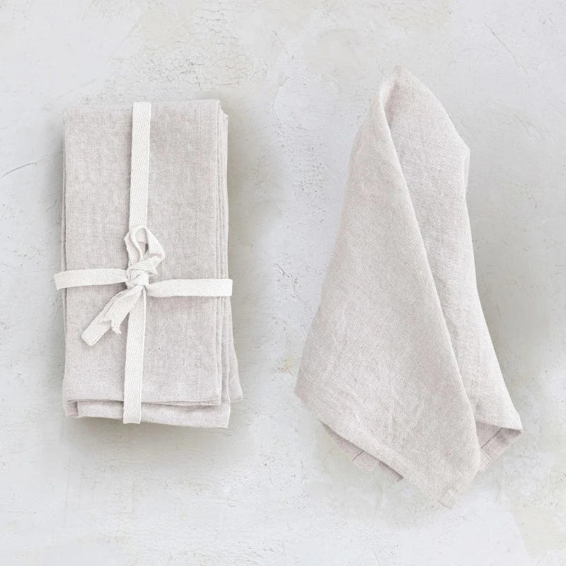 Stonewashed Linen Dinner Napkins- Set of 4 (2 Colors)