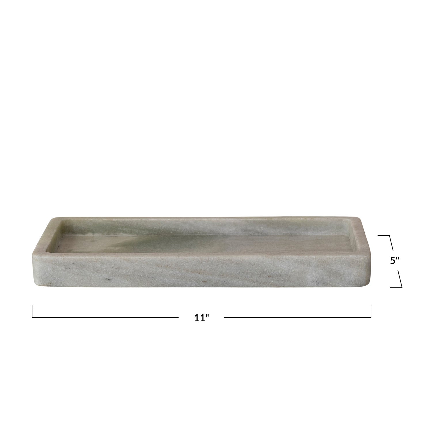 11"x 5" Green Melange Marble Tray