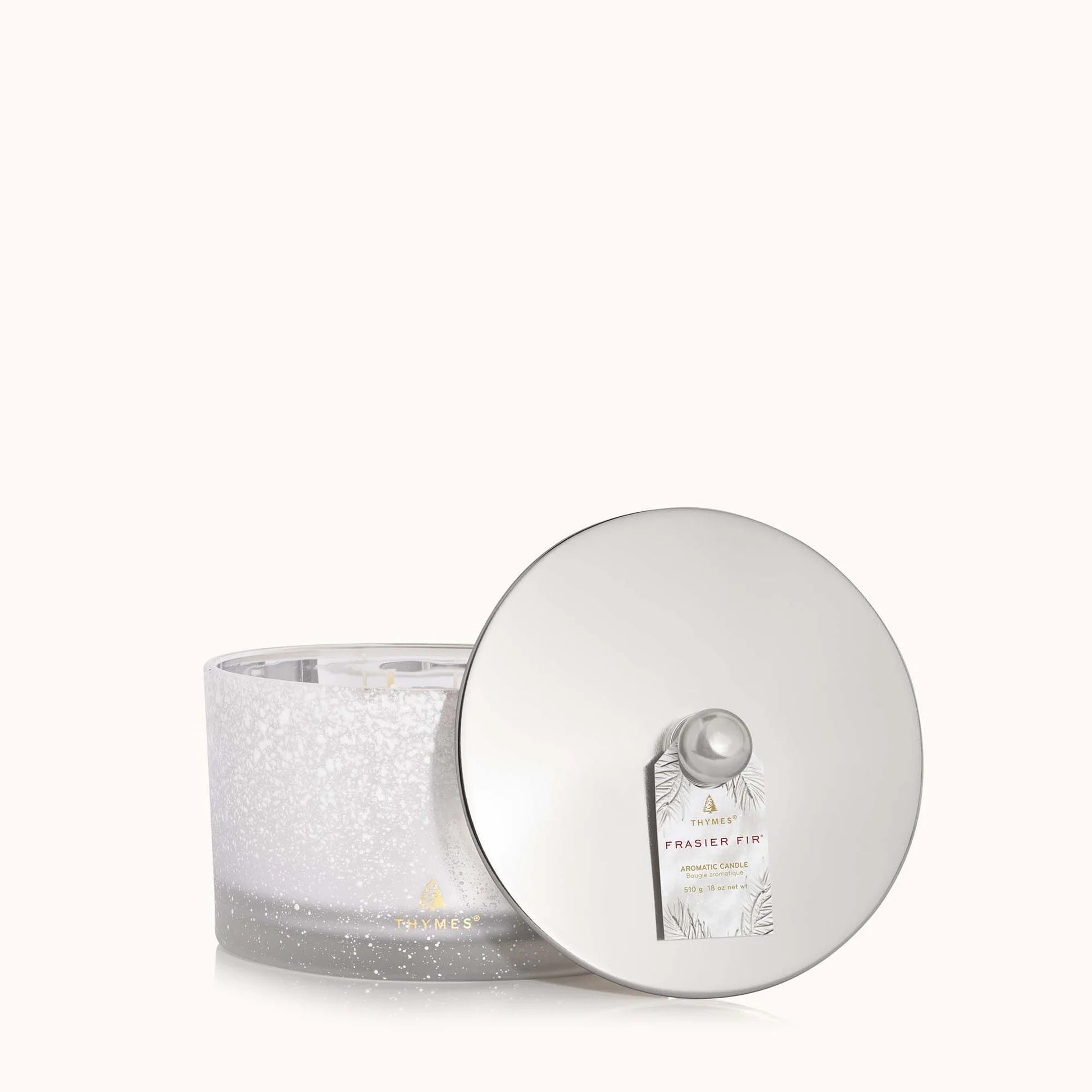 Thymes Frasier Fir Flocked 3-Wick Candle-18oz