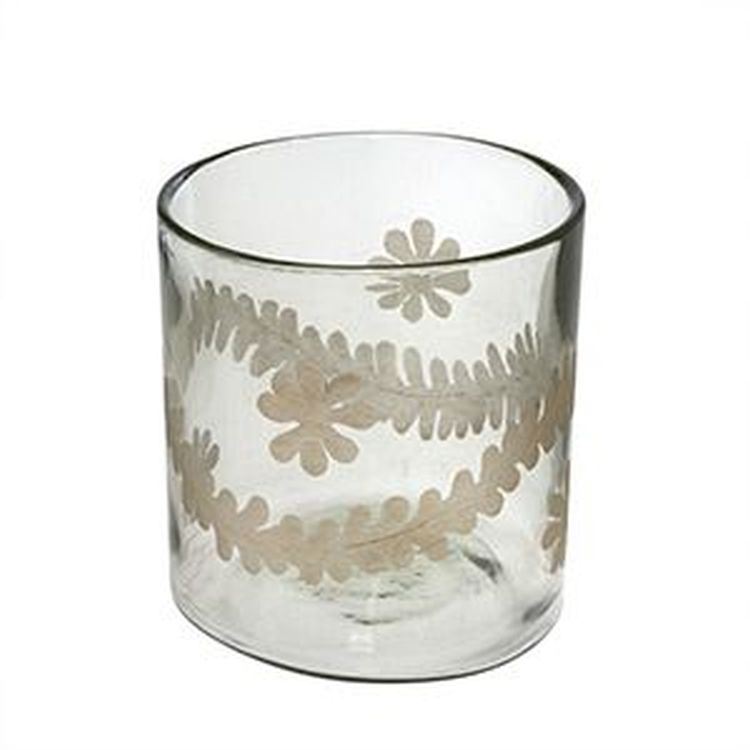 Flora Etched Glass Hurricane (2 Sizes)