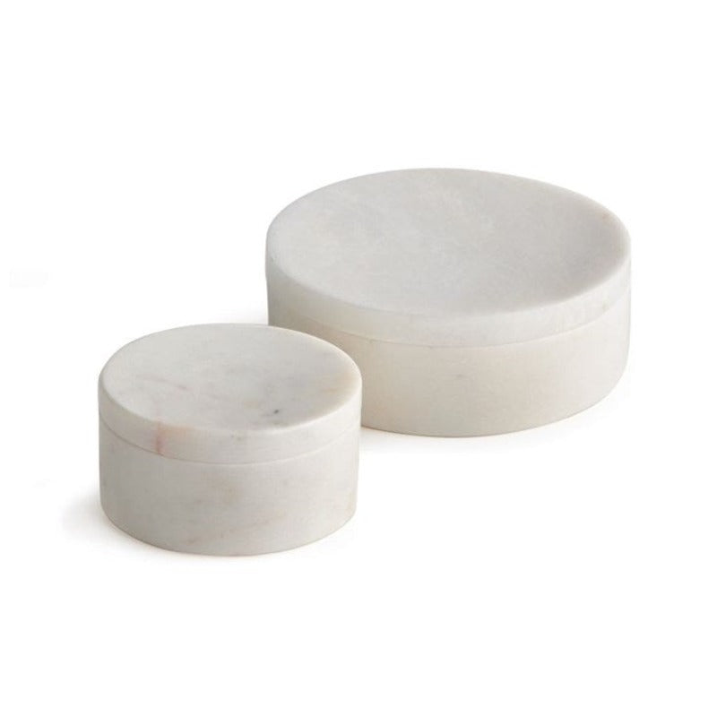 White Marble Round Lidded Containers (2 Sizes)