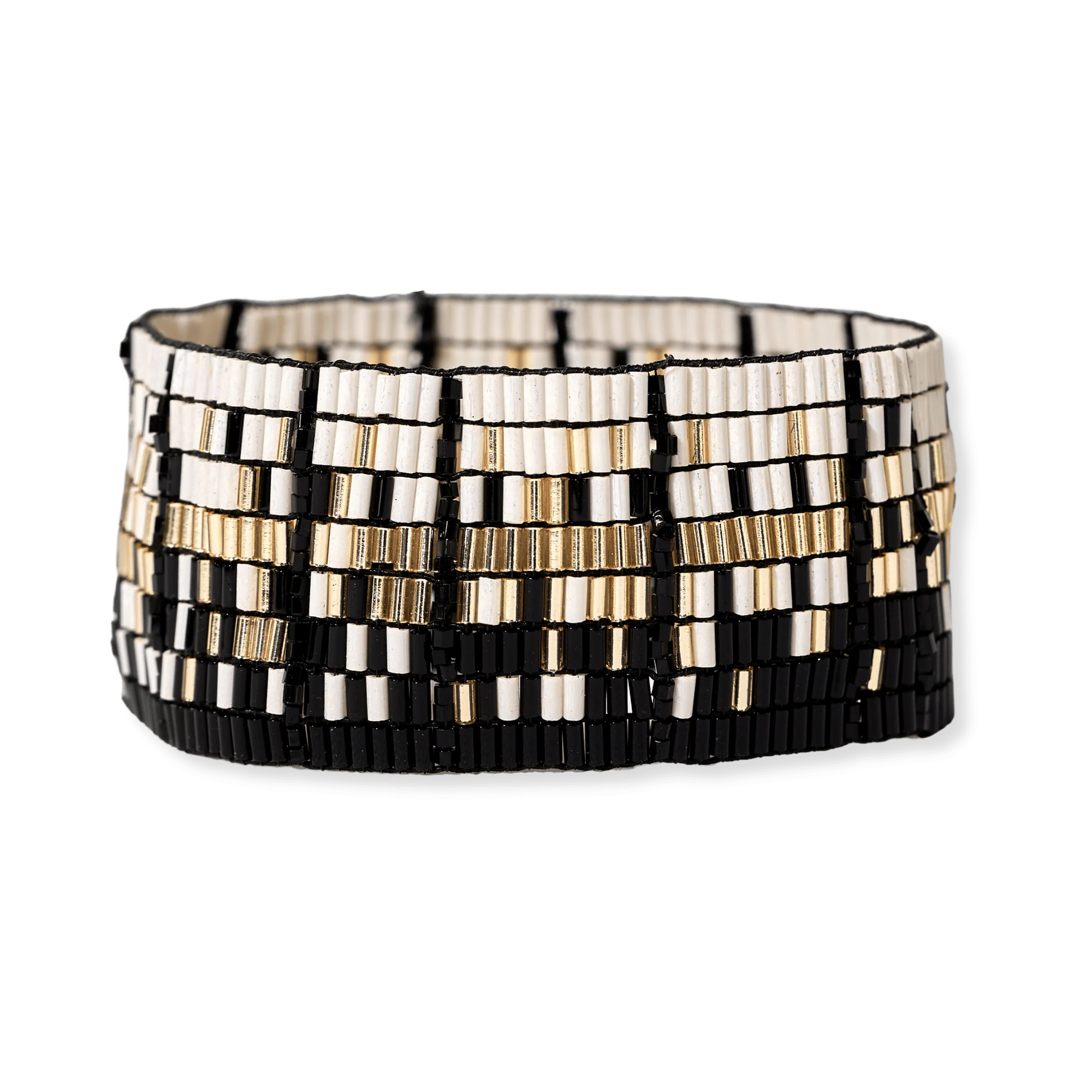 Natalia Mixed Luxe Beaded Bracelet- Black/White