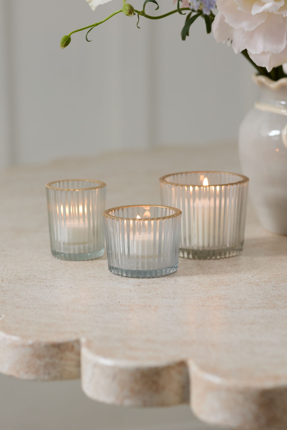 Gold Rim Glass Votive (2 Sizes)