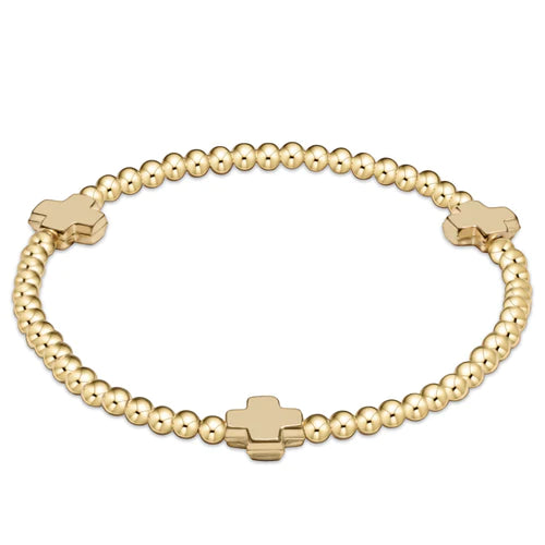 Signature Cross 3mm Bracelet- Gold