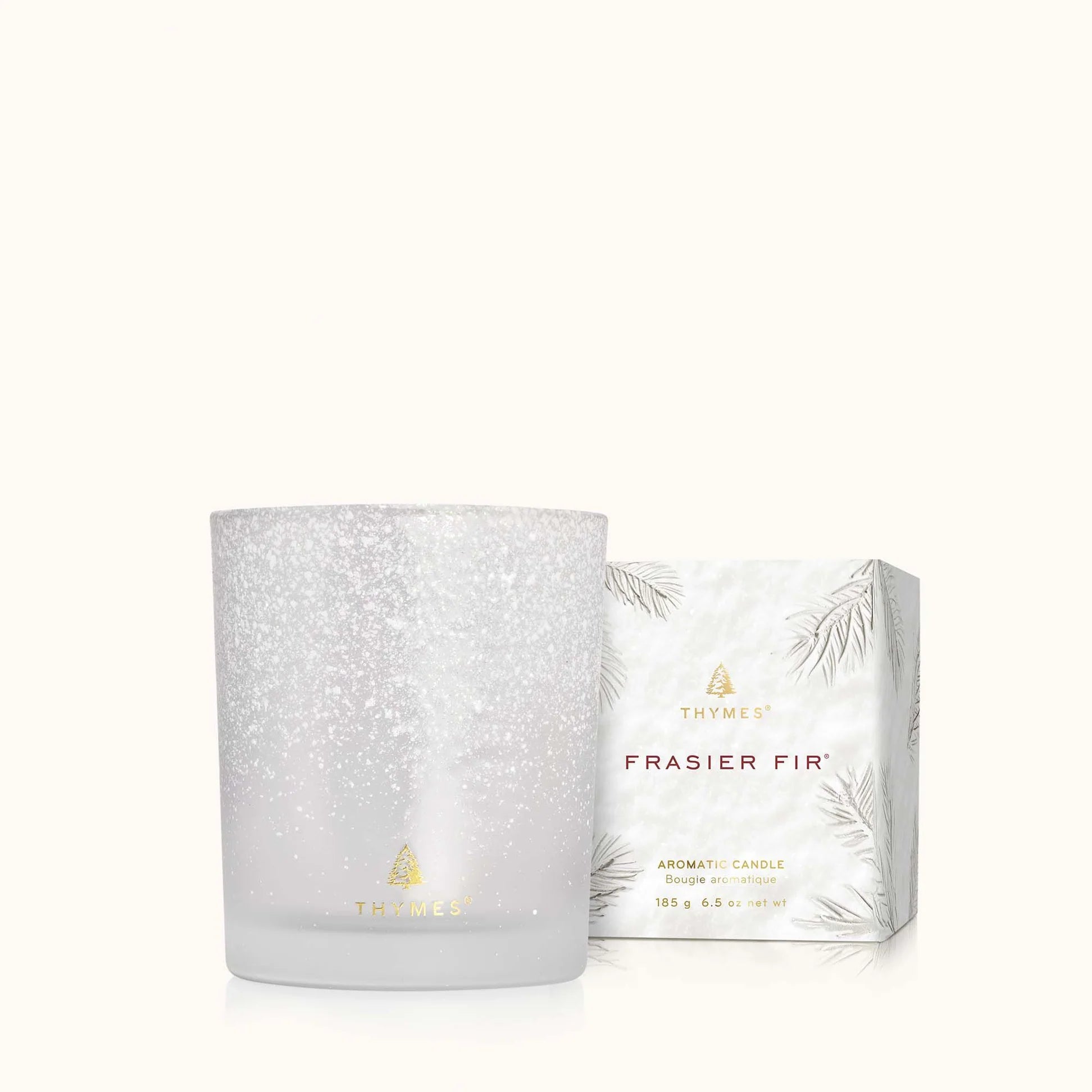 Thymes Frasier Fir Flocked Candle-6.5oz