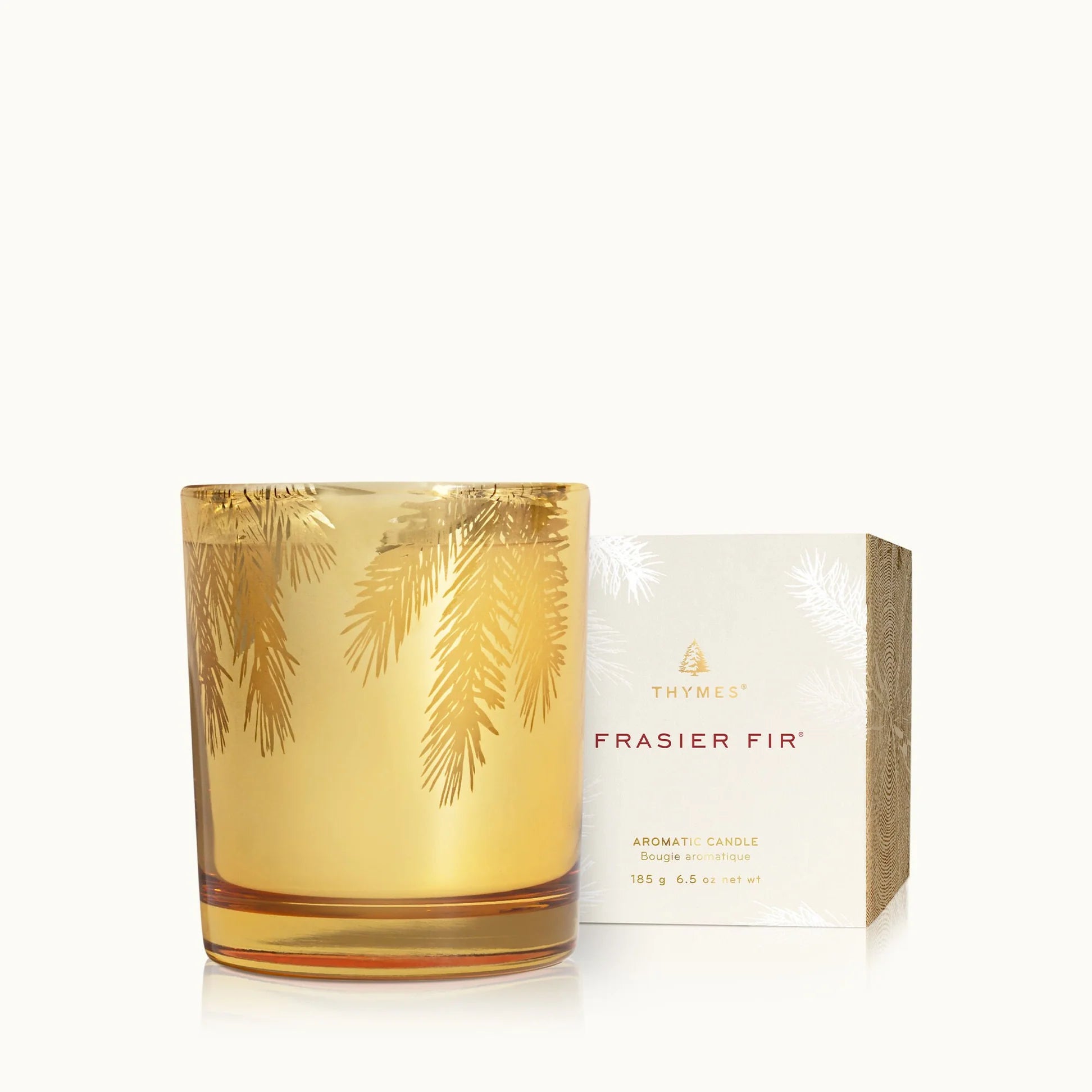Thymes Frasier Fir Etched Gold Candle-6.5oz