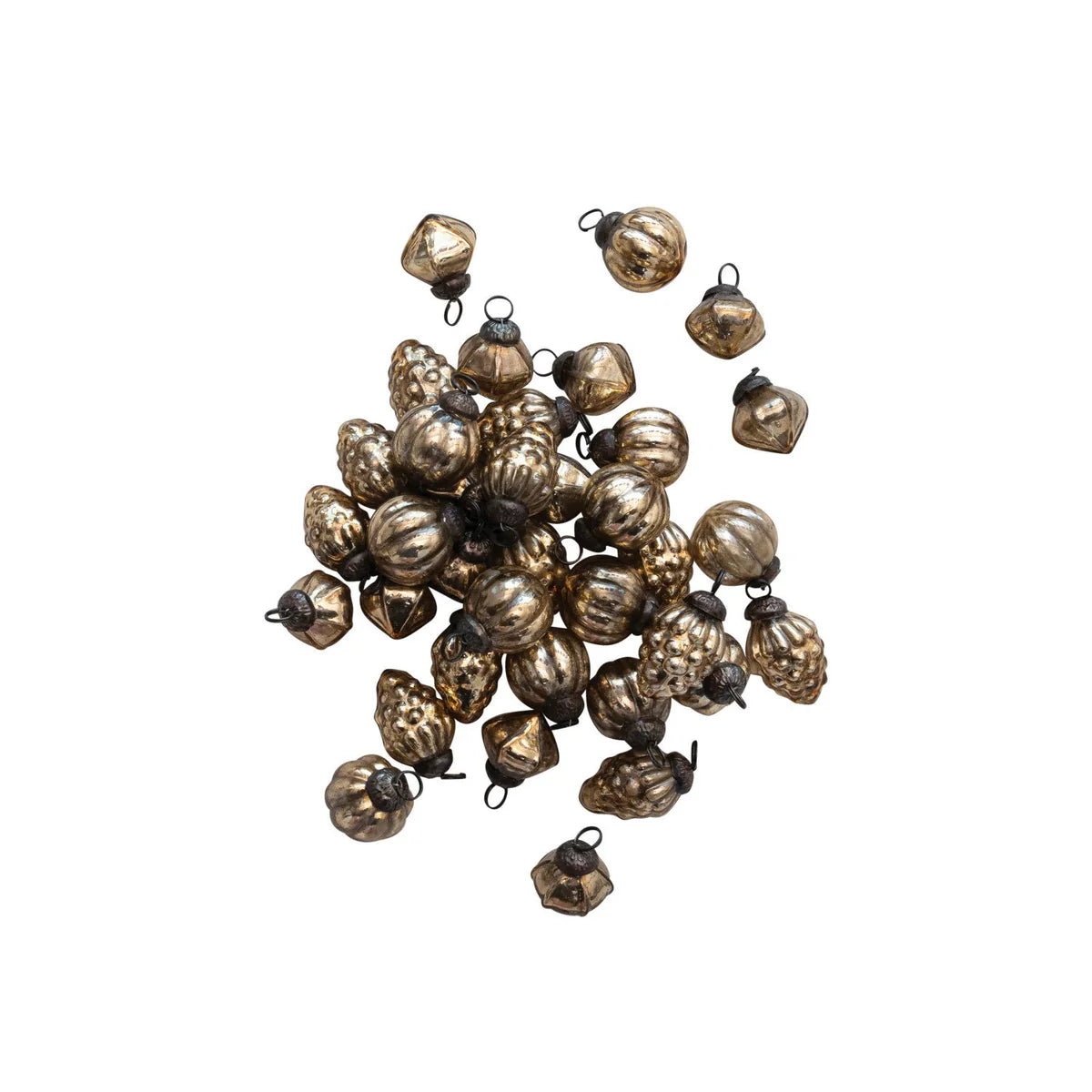 Antique Gold Mercury Glass Ornaments (Set of 36)