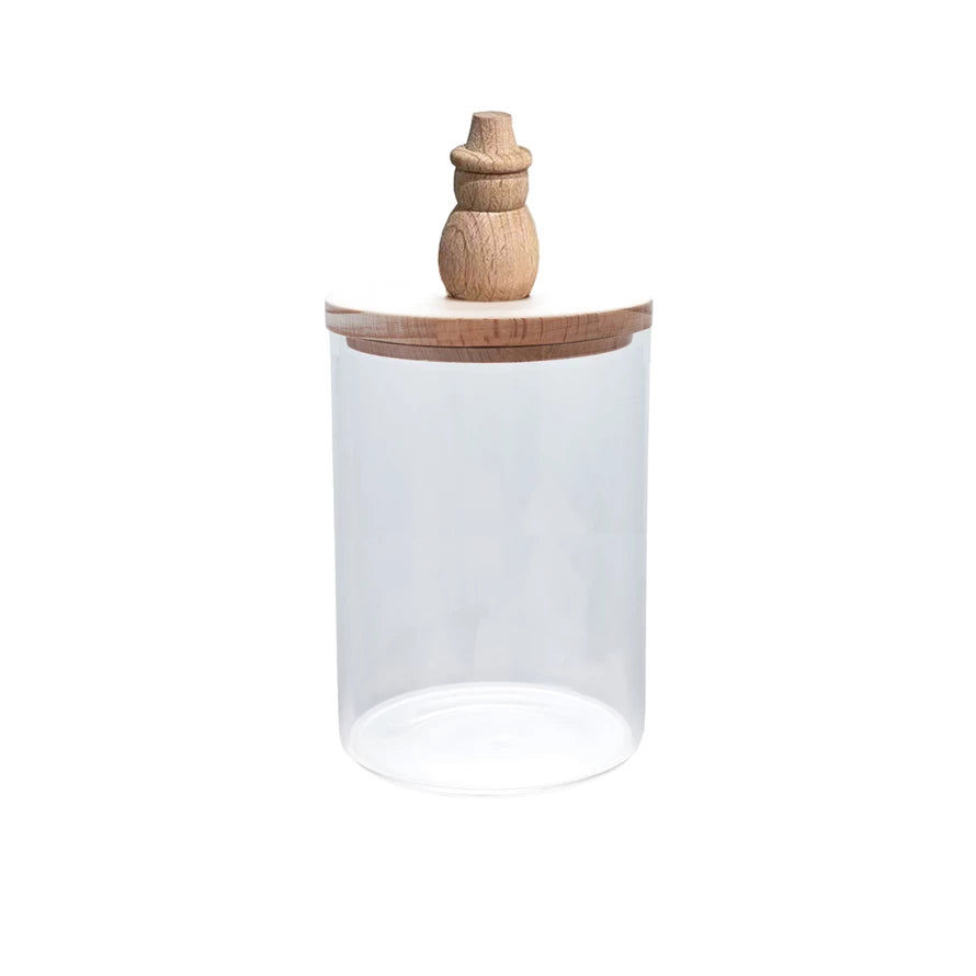 4x8 Glass Canister w/ Snowman Lid