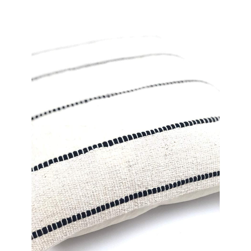 Ivory & Black Stitched Stripe Pillow -20x20