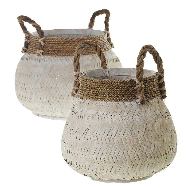 Bamboo & Jute Handled Basket (2 Sizes)