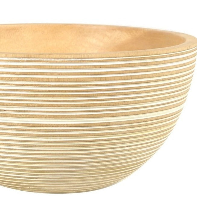 White Striped Mango Wood Bowl (2 Sizes)