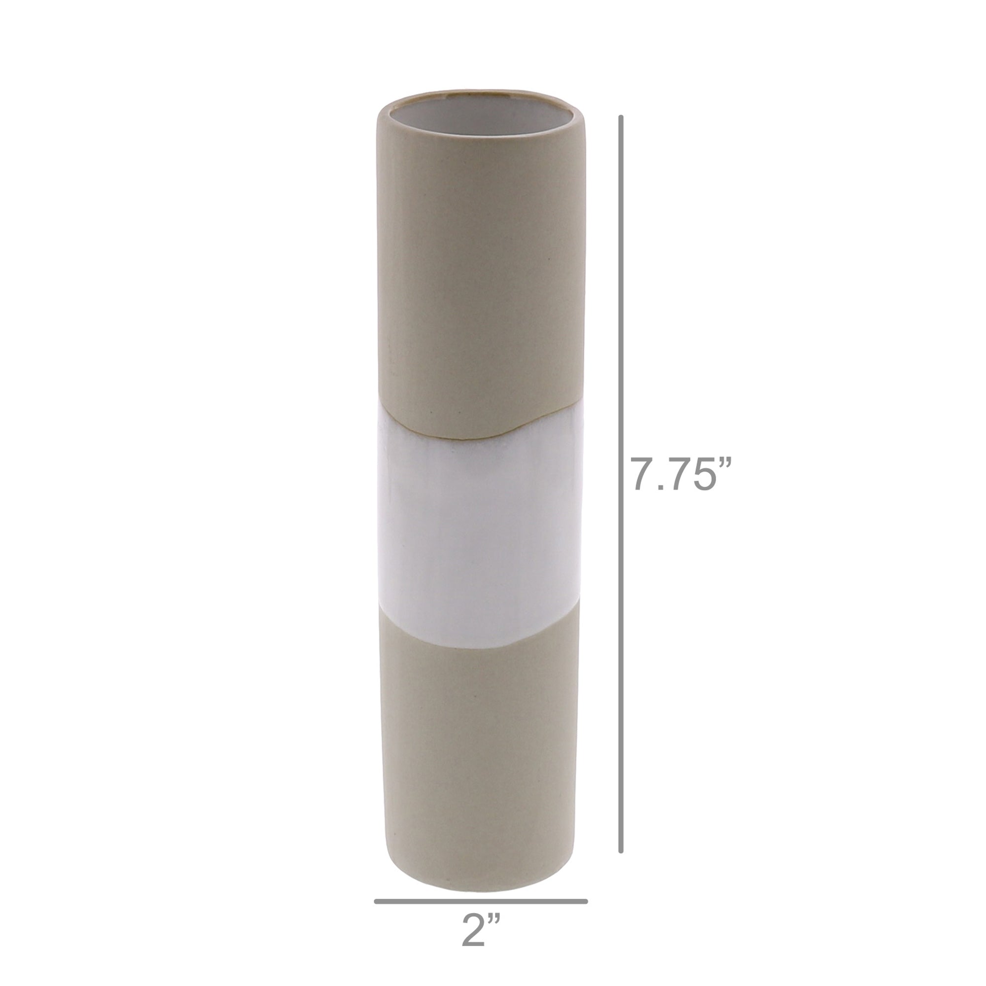 White & Sand Ceramic Cylinder Vase (2 Sizes)
