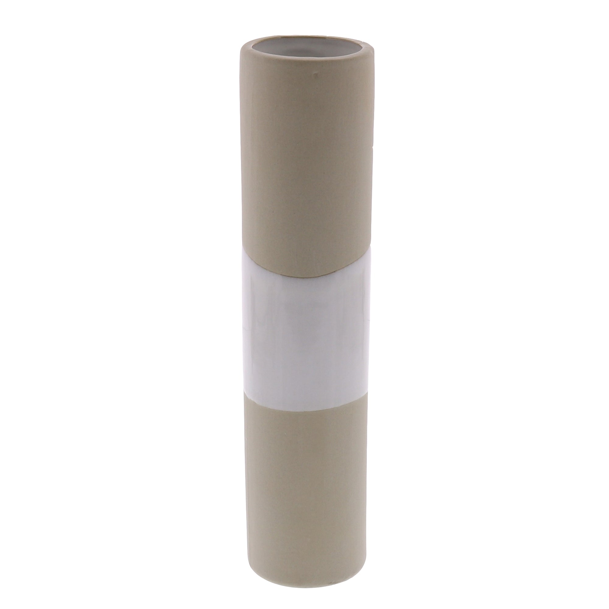 White & Sand Ceramic Cylinder Vase (2 Sizes)