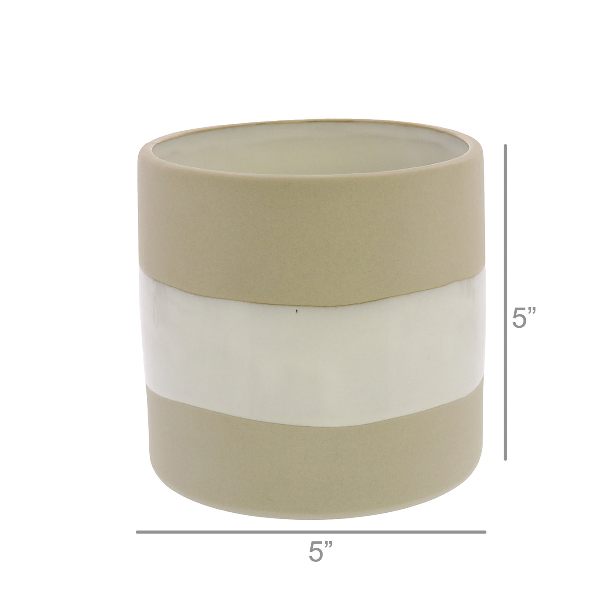 White & Sand Ceramic Low Vase (2 Sizes)