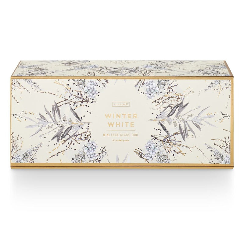 Winter White Boxed Crackle Glass Candle (2 Sizes)