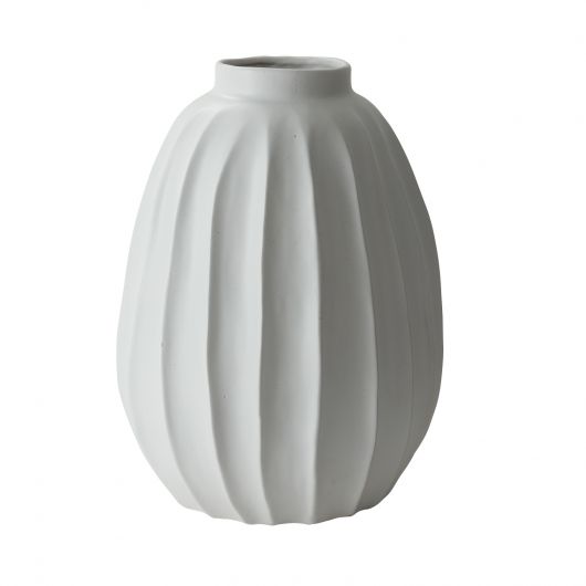 White Ribbed Vase (2 Sizes)
