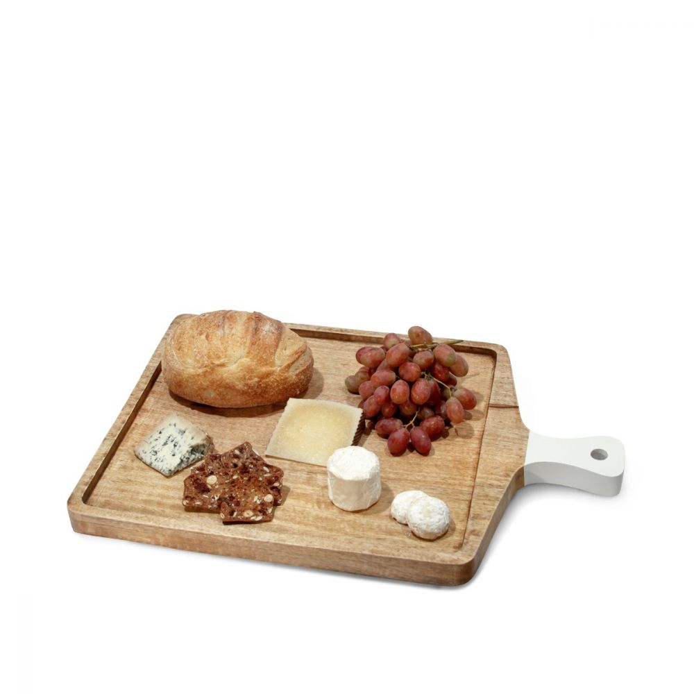 Wood Square Cutting Board w/ White Handle (2 Sizes)