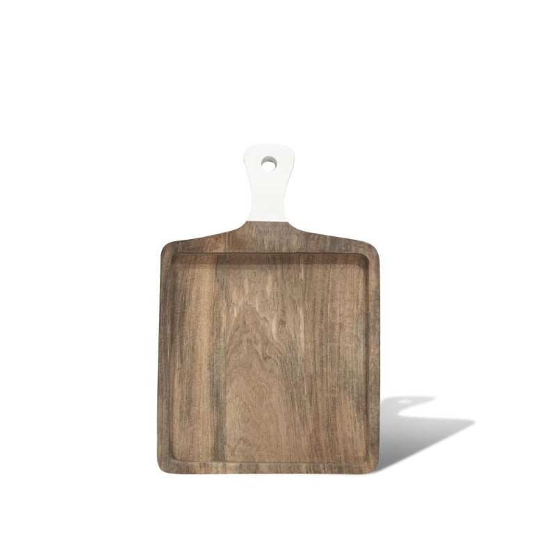 Wood Square Cutting Board w/ White Handle (2 Sizes)