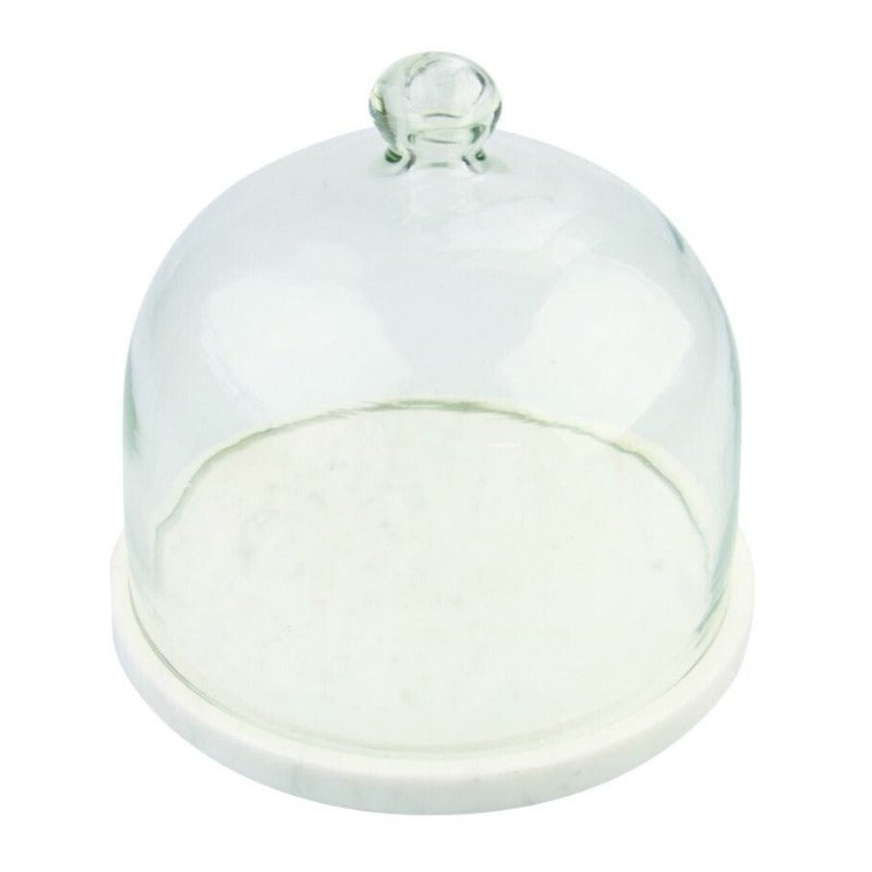 White Marble & Glass Cloche - 8.25"x7.25"
