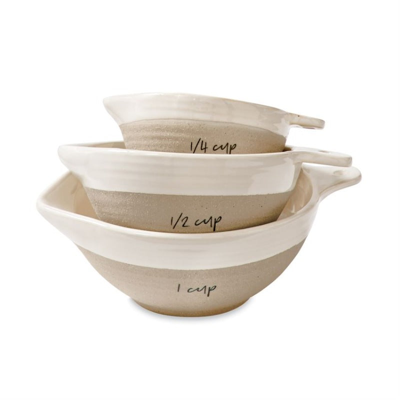Set of 3 Glazed Stoneware Measuring Bowls