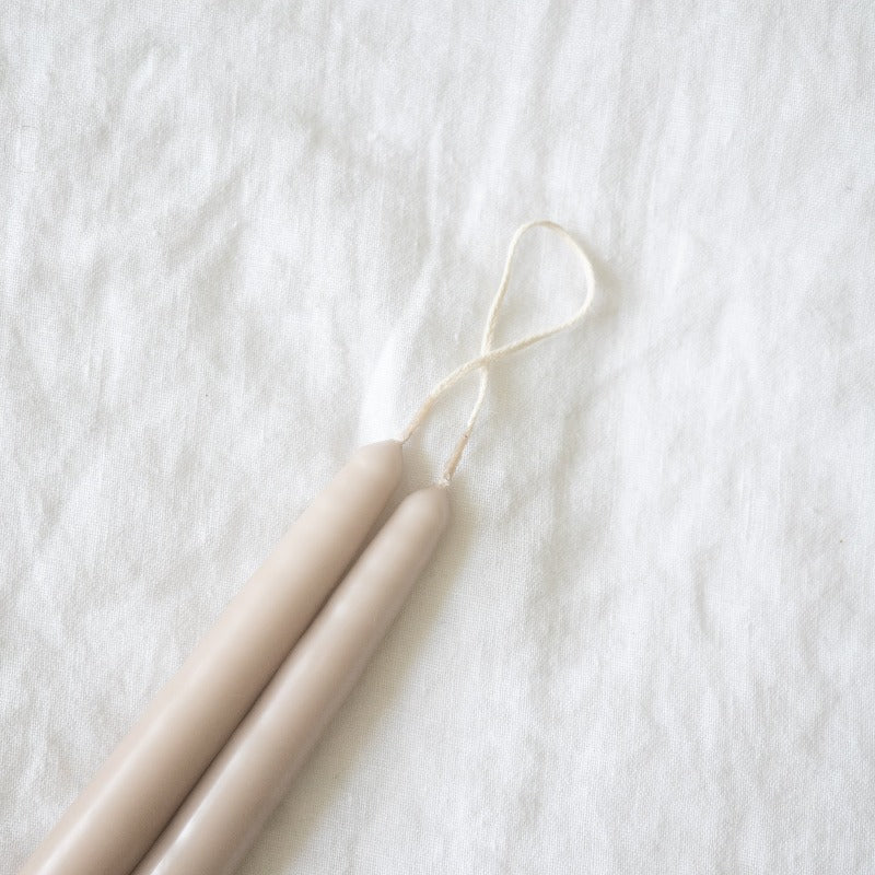Oatmeal Taper Candles - Set of 2