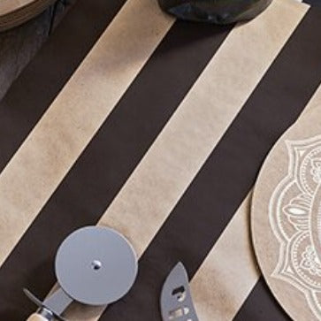 Kraft & Black Striped Table Runner