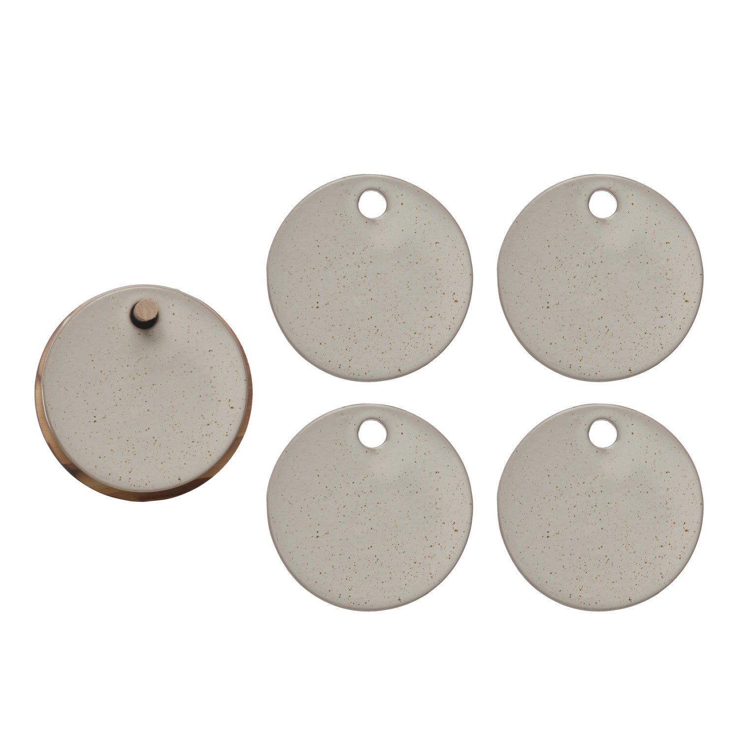 Stoneware Coaster with Holder (Set of 5)