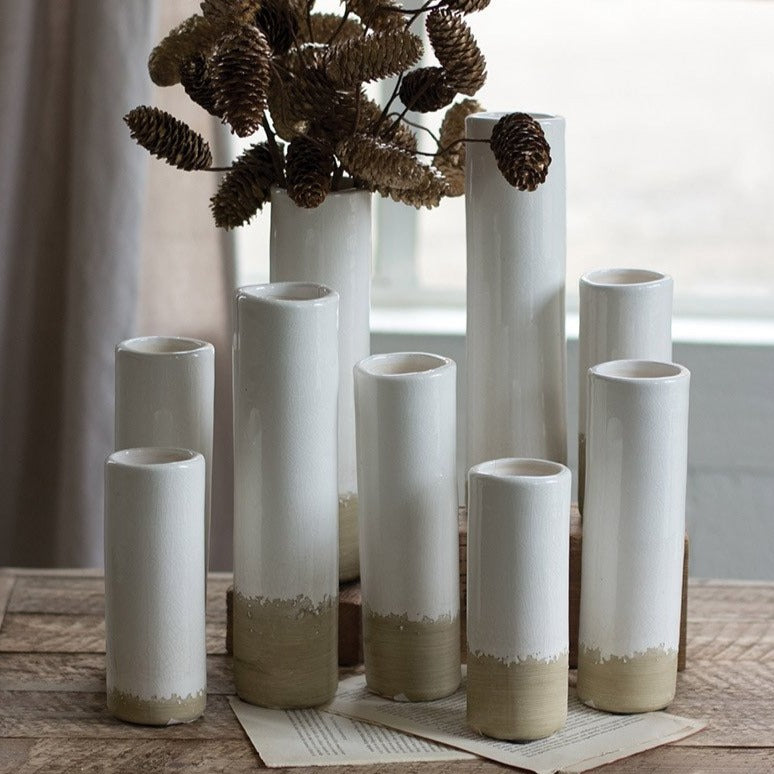 White Ceramic Cylinder Bud Vase (3 Sizes)