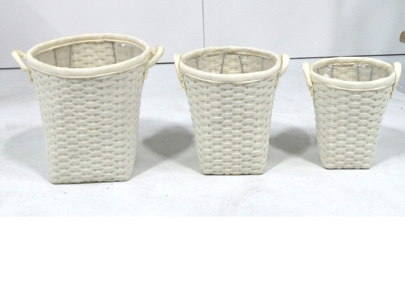 White Weave Basket with Handles (3 Sizes Available)