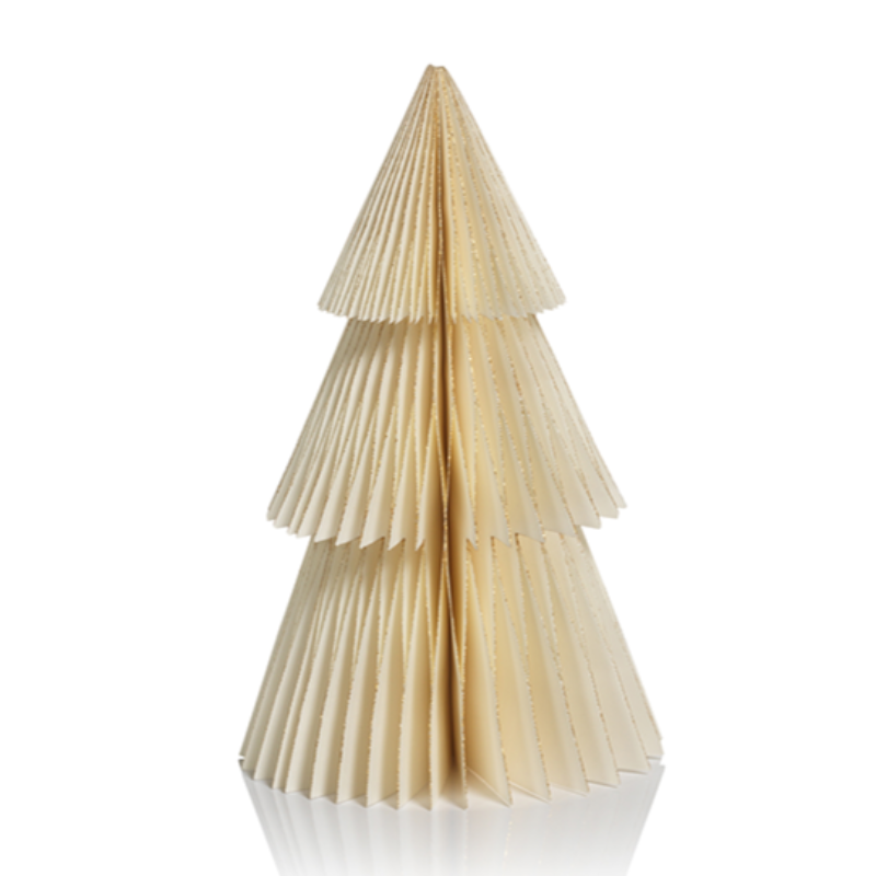 Ivory Tabletop Paper Tree w/ Gold Glitter (2 Sizes)